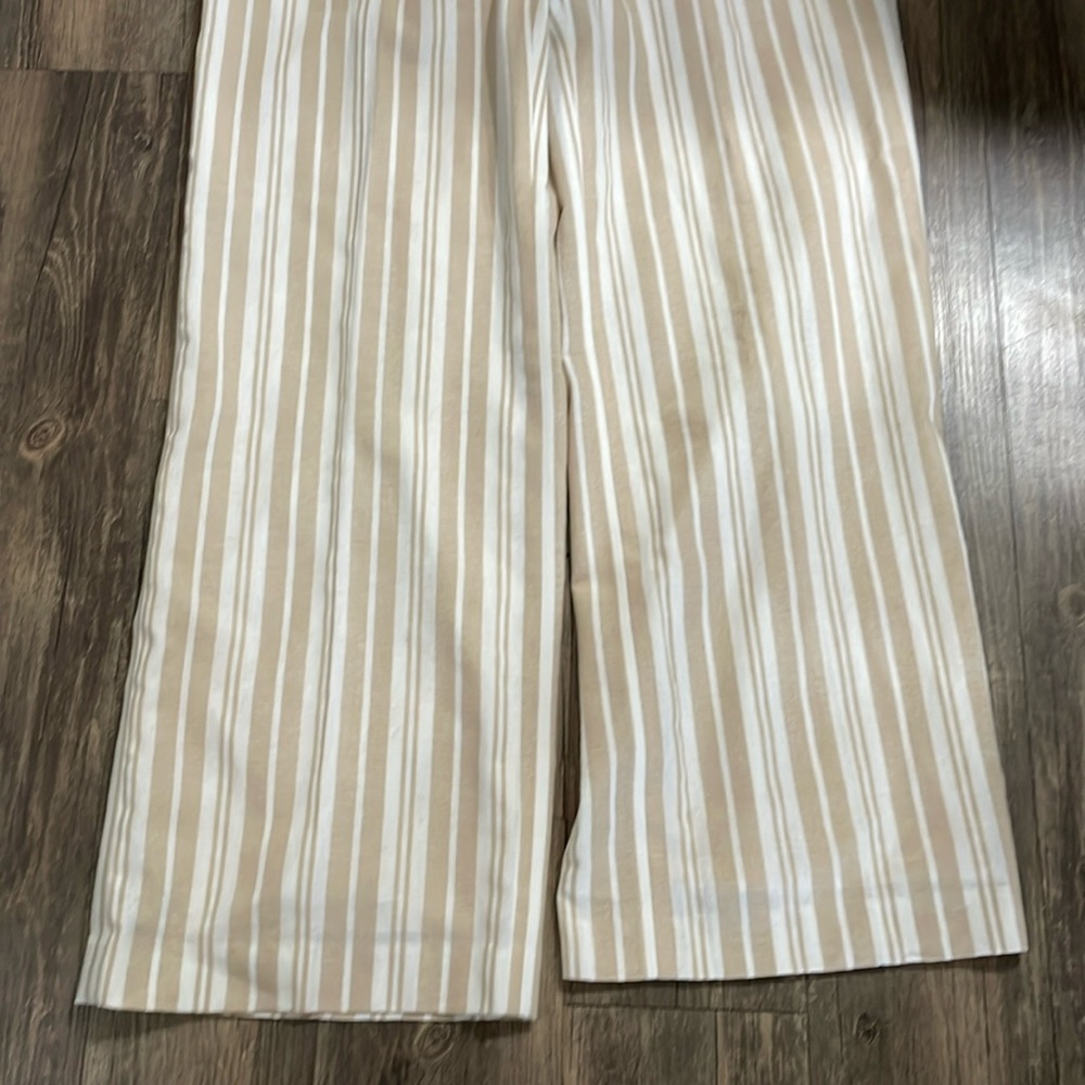 Calvin Klein Beige & White Striped Wide-Leg Pants - Picture 4 of 8